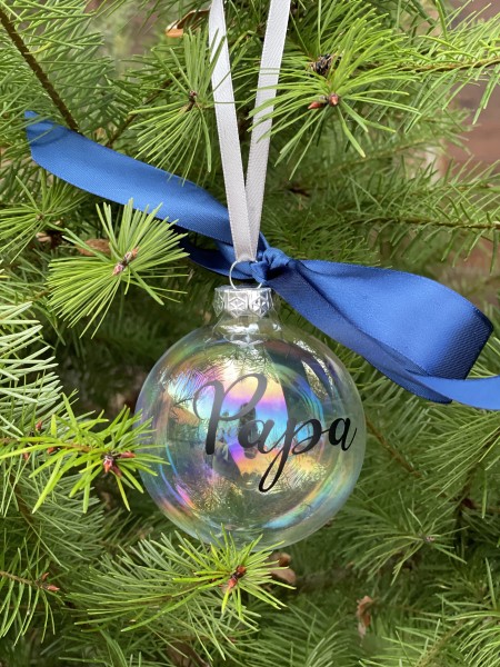 Erinnerungsseifenblase, Weihnachtskugel in Seifenblasenoptik, personalisiert